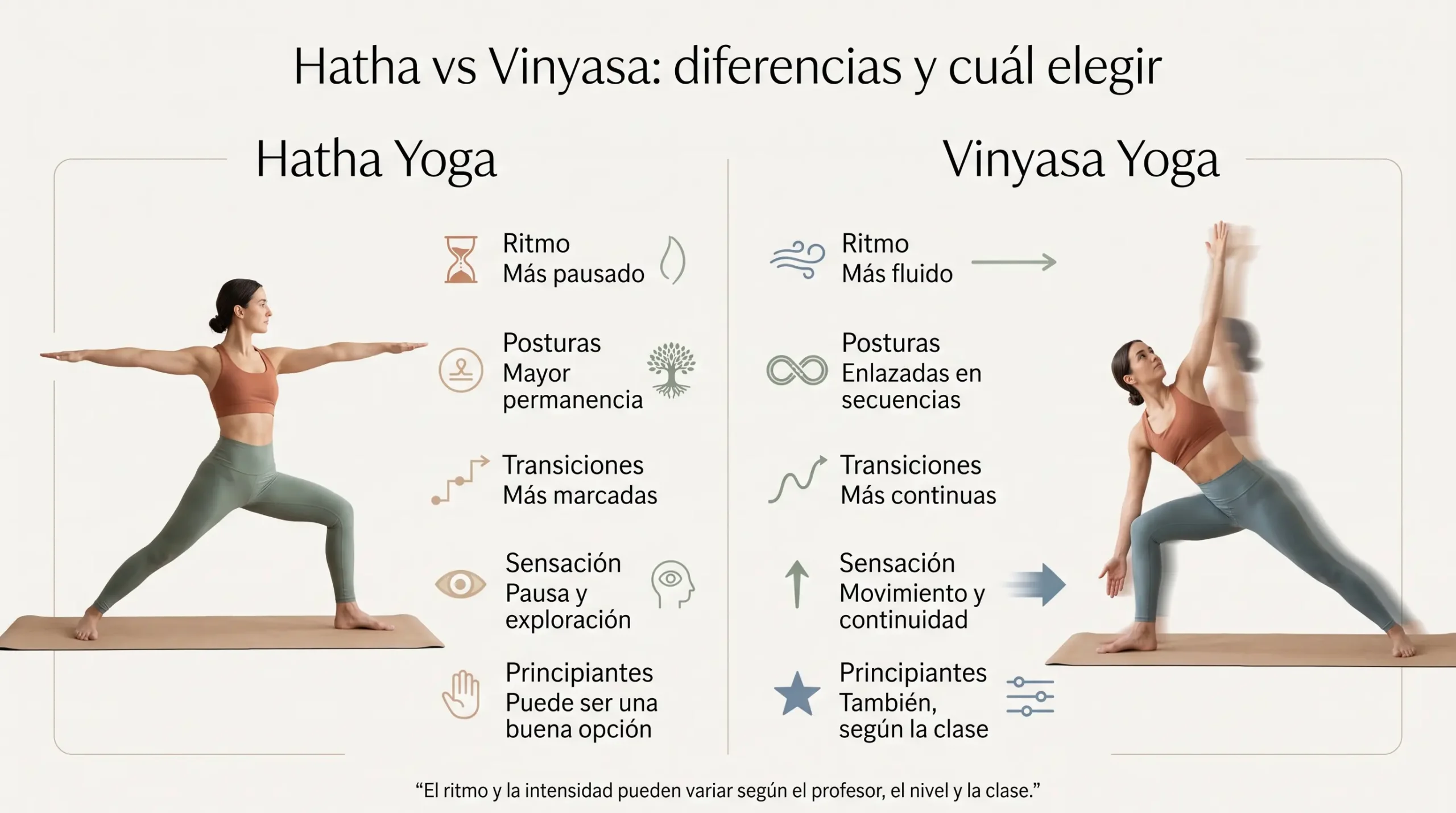 Hatha vs Vinyasa: diferencias y cuál elegir