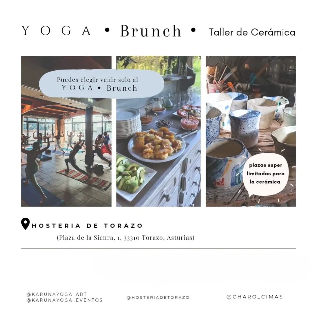 Cartel de Yoga + Brunch + Taller de Cerámica