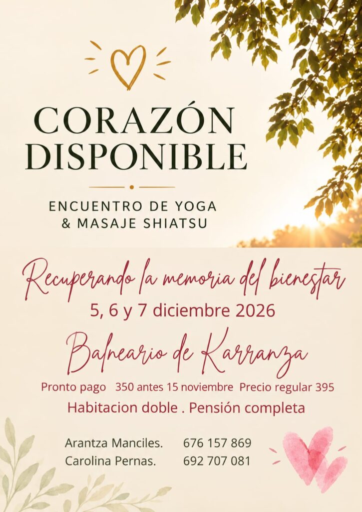 Encuentro de Yoga y Masaje Shiatsu. Diciembre 5,6 y 7 Diciembre 2026. Balneario de Carranza.